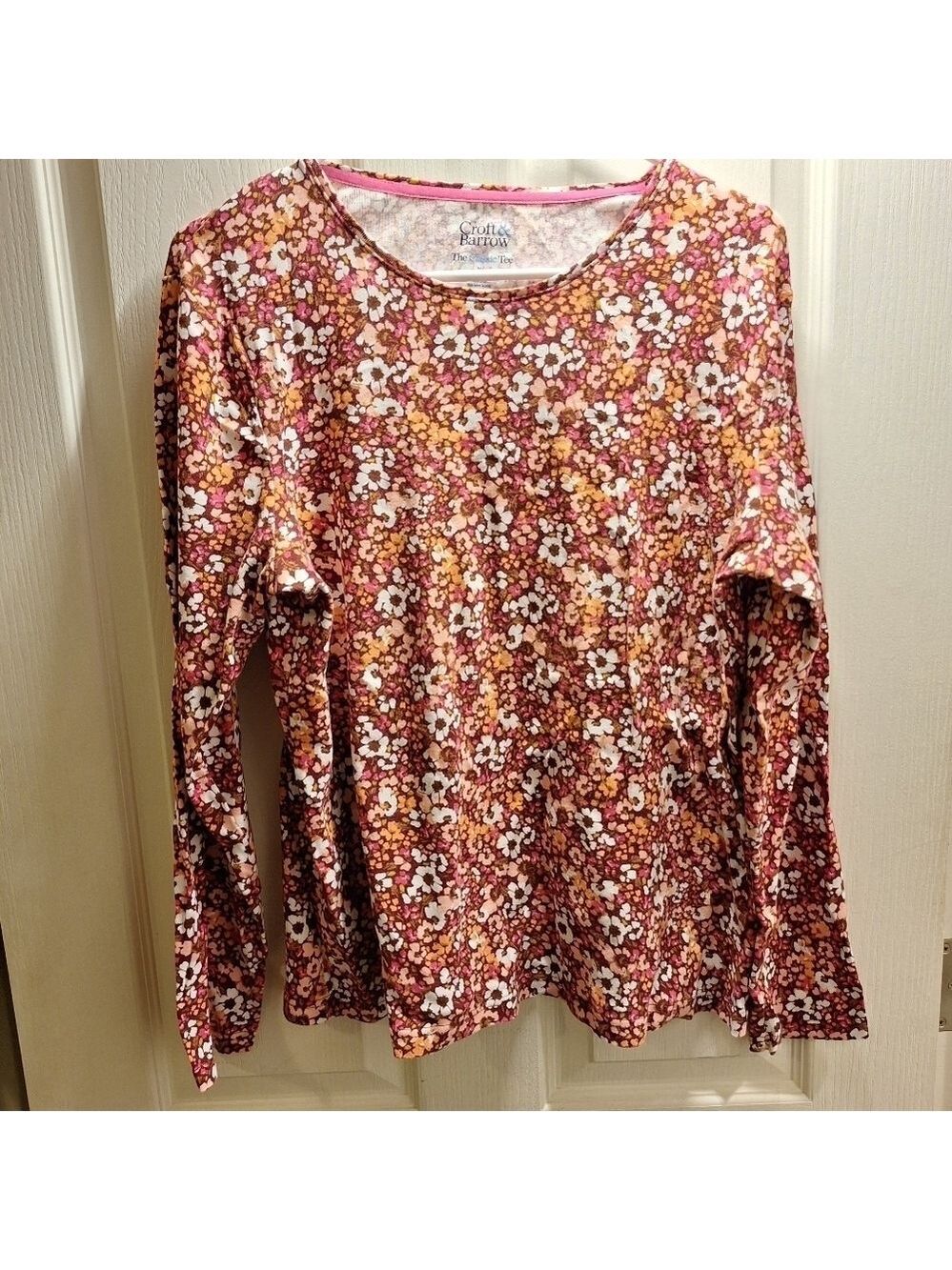 Croft & Barrow Red Floral Long Sleeve T Shirt XL - Picture 2 of 6
